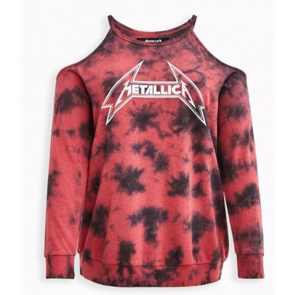NWT Torrid French Terry Metallica Red Wash Sweatshirt 5 5X - Picture 1 of 8